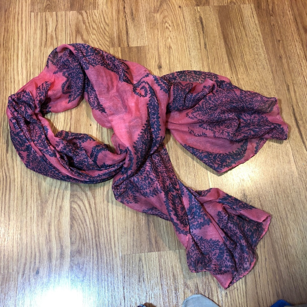 Pink and Blue Patterned Scarf